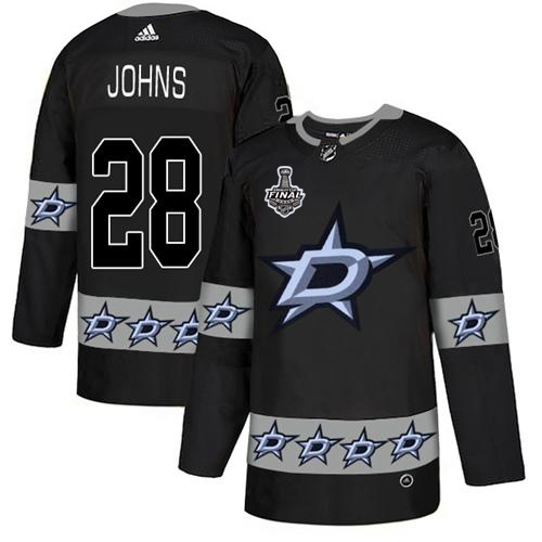 Men Adidas Dallas Stars 28 Stephen Johns Black Authentic Team Logo Fashion 2020 Stanley Cup Final Stitched NHL Jersey